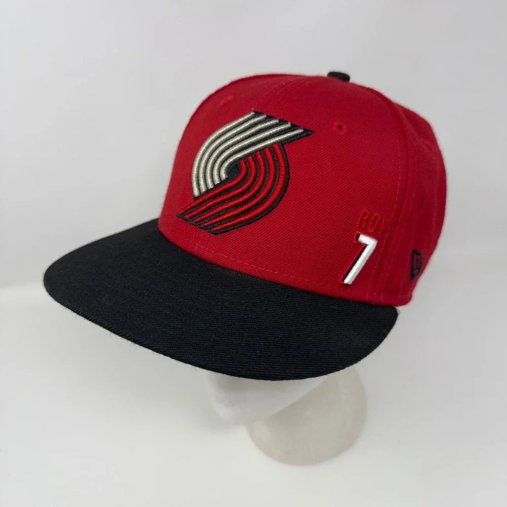 Vtg New Era 59FIFTY Portland Trail Blazers Brandon Roy 7 Fitted Hat Red Black 7